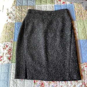 Black tweed type texture midi skirt